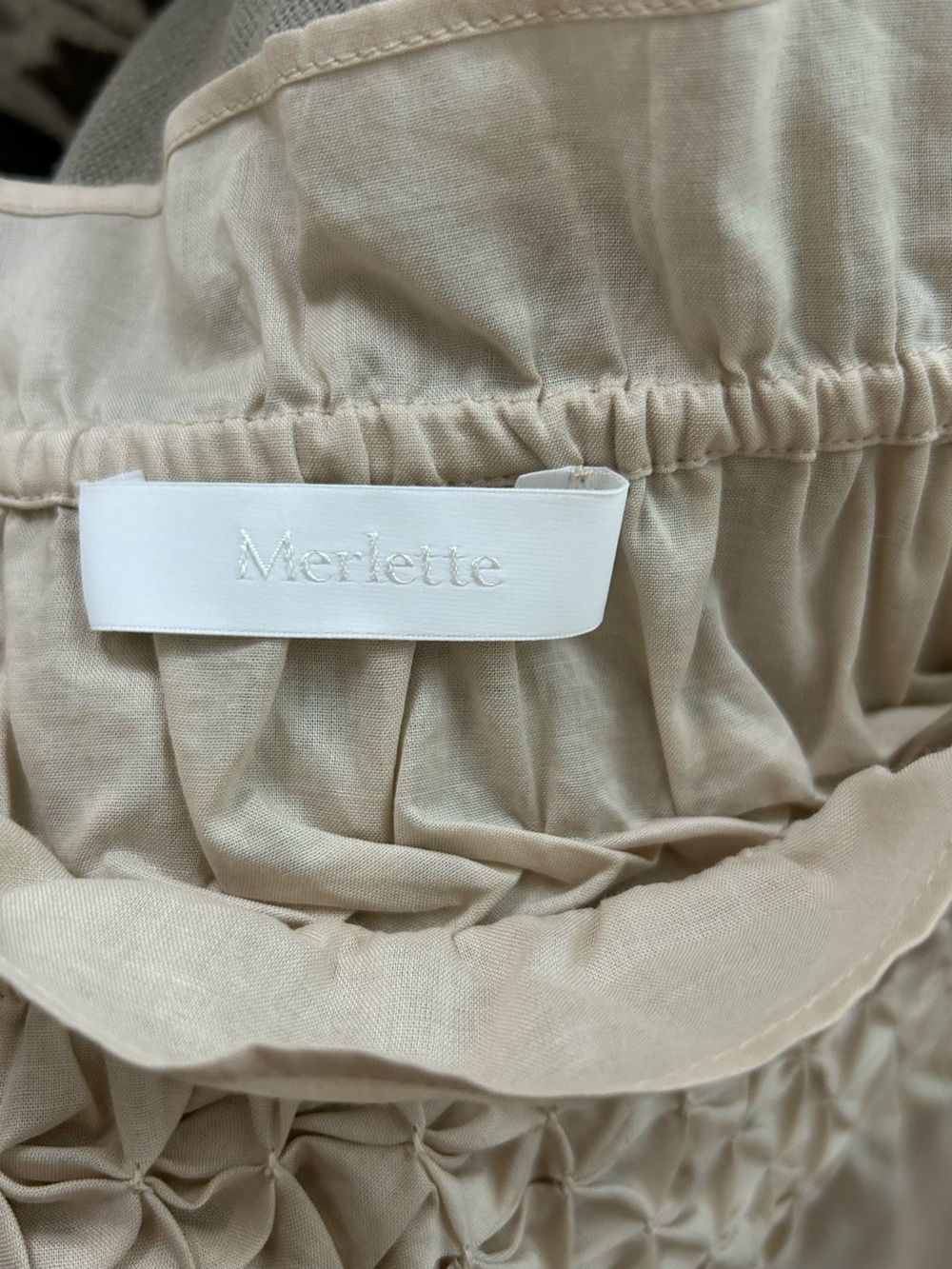 Merlette Majorelle Cream Smocked Yoke Blouse with a Elegant Ruffle Neck - Picture 10 of 12